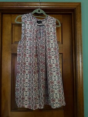 Sleeveless Printed Mini Dress in Off-White, Pink, and Blue by Fashion Fuse